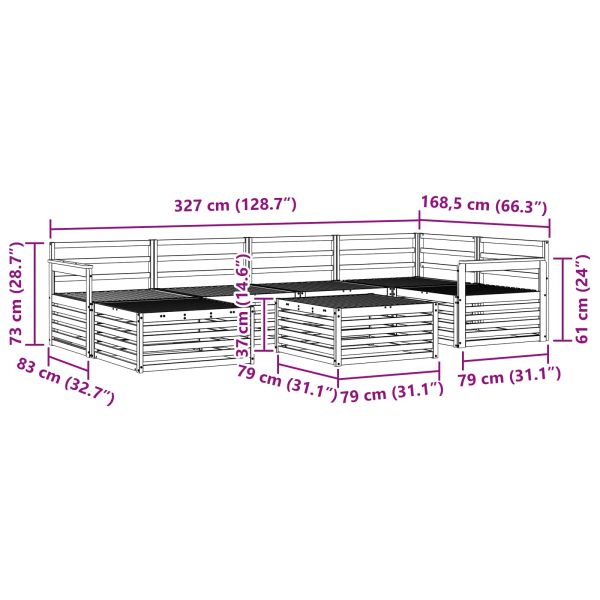Комплект дивани за открито 7 pcs Естествен