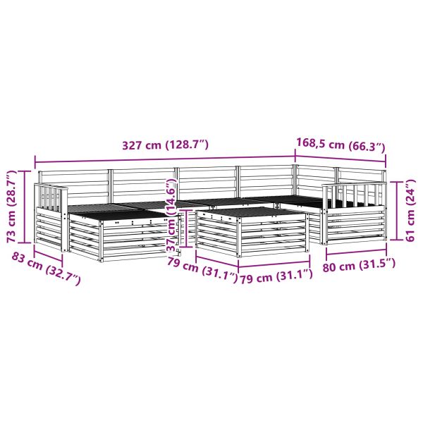 Комплект дивани за открито 7 pcs Естествен