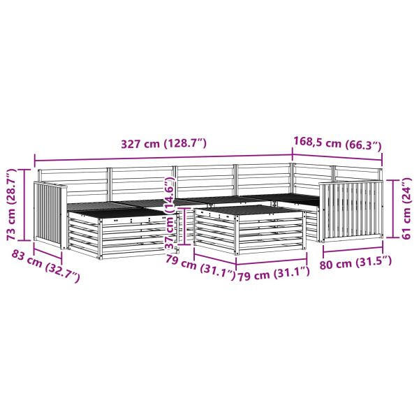 Комплект дивани за открито 7 pcs Естествен