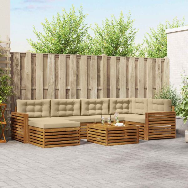 Комплект дивани за открито 7 pcs Натурален и Бежов