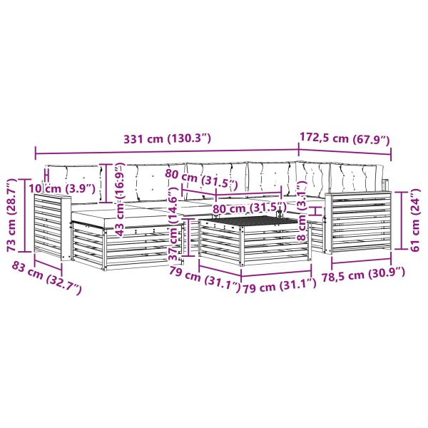 Комплект дивани за открито 7 pcs Натурален и Бежов