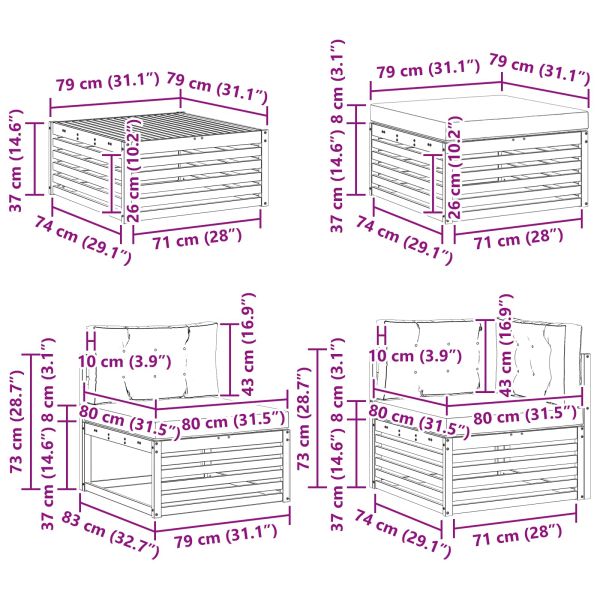 Комплект дивани за открито 7 pcs Натурален и Бежов