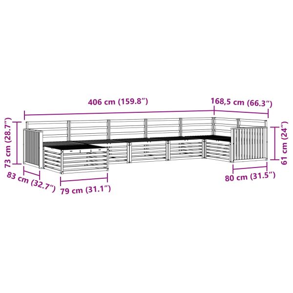 Комплект дивани за открито 7 pcs Естествен