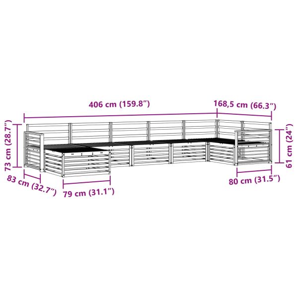 Комплект дивани за открито 7 pcs Естествен
