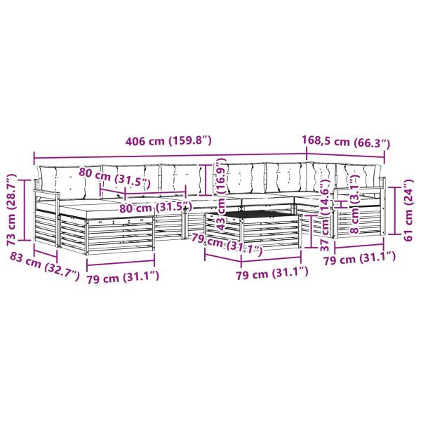 Комплект дивани за открито 8 pcs Натурален и Антрацит