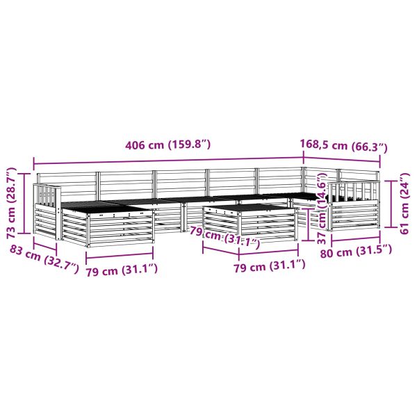 Комплект дивани за открито 8 pcs Естествен