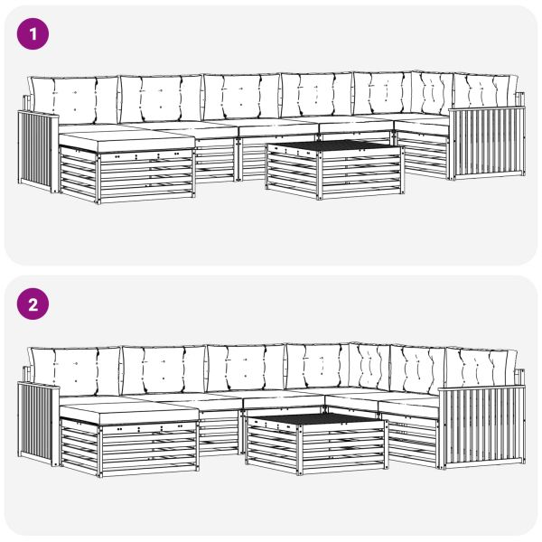Комплект дивани за открито 8 pcs Натурален и Крема