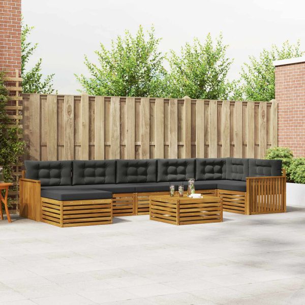 Комплект дивани за открито 8 pcs Натурален и Антрацит