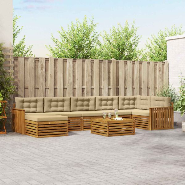 Комплект дивани за открито 8 pcs Натурален и Бежов