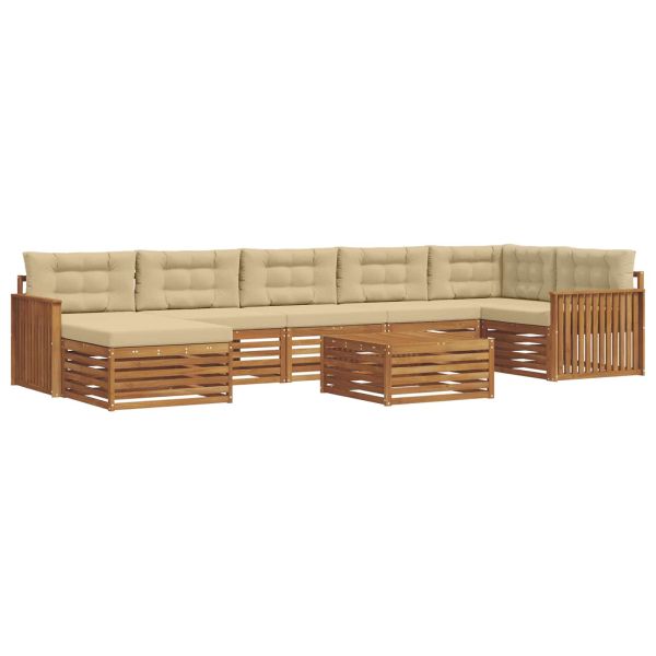 Комплект дивани за открито 8 pcs Натурален и Бежов