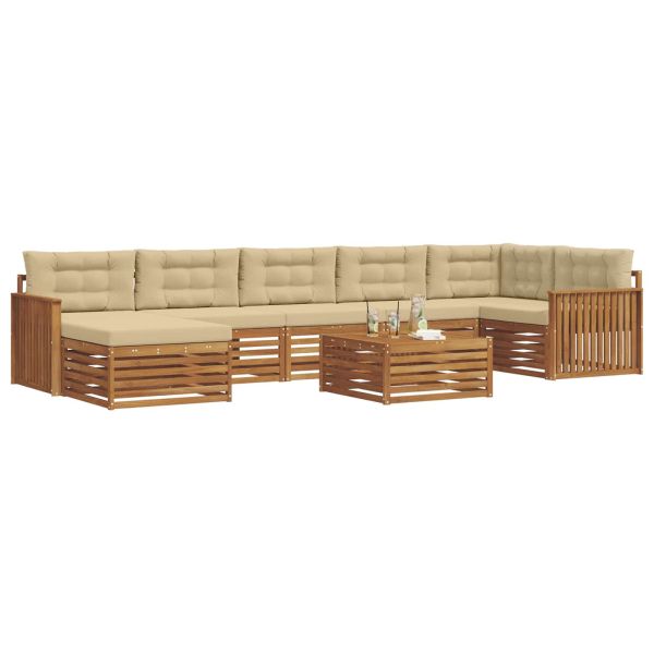 Комплект дивани за открито 8 pcs Натурален и Бежов