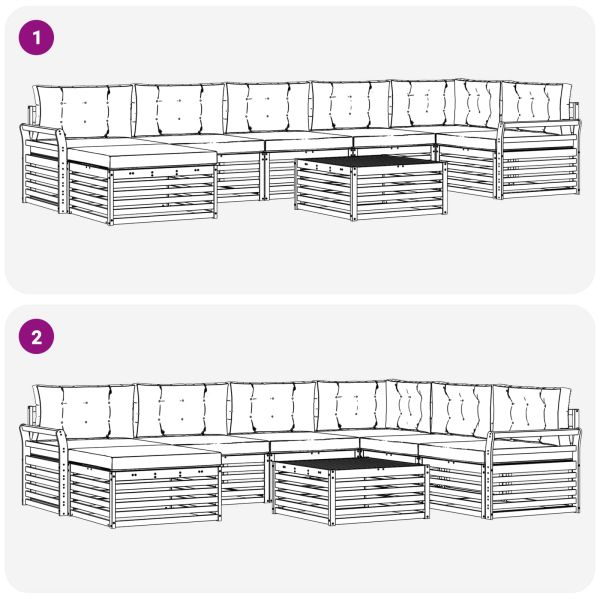 Комплект дивани за открито 8 pcs Натурален и Крема