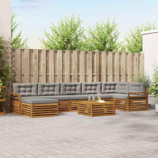 Комплект дивани за открито 8 pcs Естествено и светло сиво