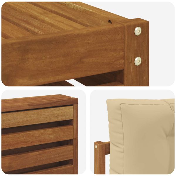 Комплекти дивани 8 pcs Натурален и Бежов Солидно акациево дърво