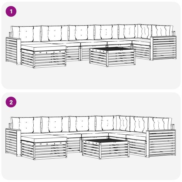 Комплекти дивани 8 pcs Натурален и Бежов Солидно акациево дърво