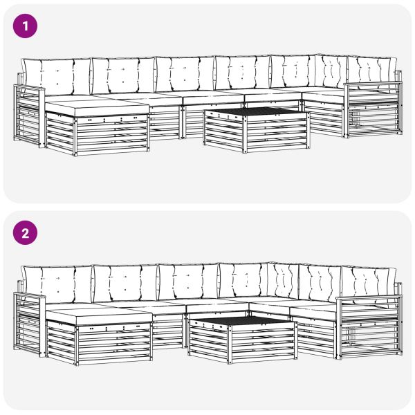 Комплекти дивани с възглавница 8 pcs Естествено и светло сиво