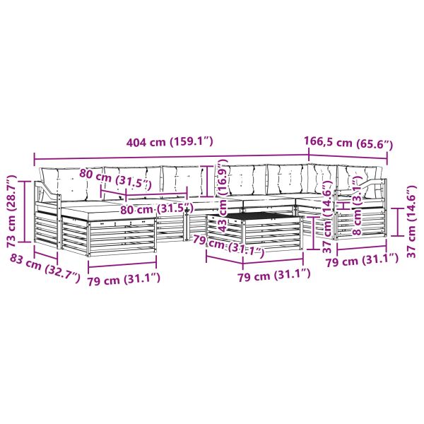 Комплект дивани за открито 8 pcs Натурален и Антрацит