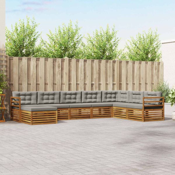 Комплект дивани за открито 8 pcs Естествено и светло сиво