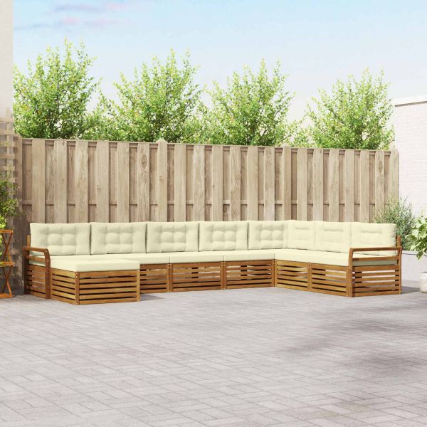 Комплект дивани за открито 8 pcs Натурален и Крема