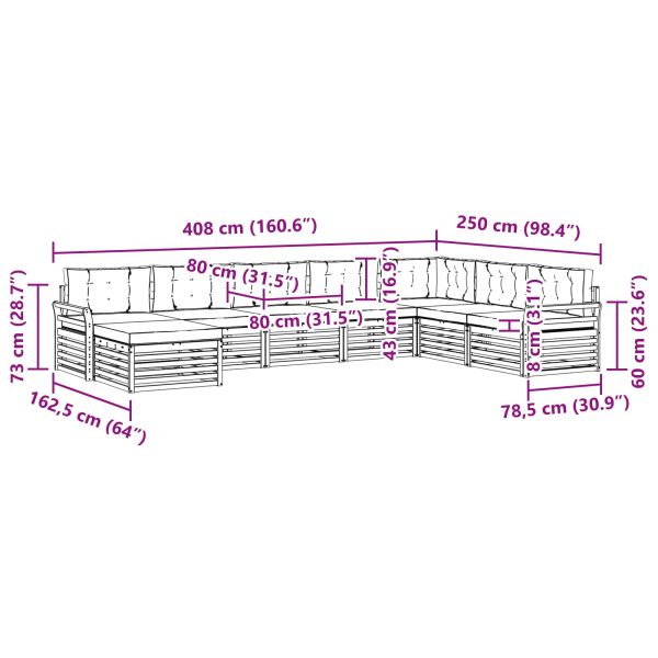 Комплект дивани за открито 8 pcs Натурален и Крема