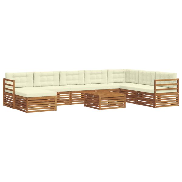 Комплекти дивани 9 pcs Натурален и Крема Солидно акациево дърво