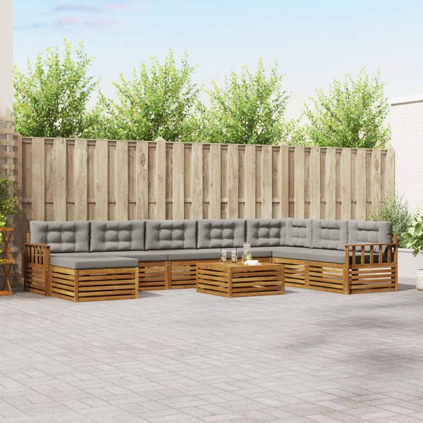 Комплекти дивани с възглавница 9 pcs Естествено и светло сиво