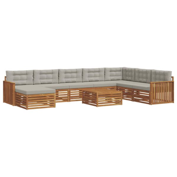 Комплекти дивани с възглавница 9 pcs Естествено и светло сиво