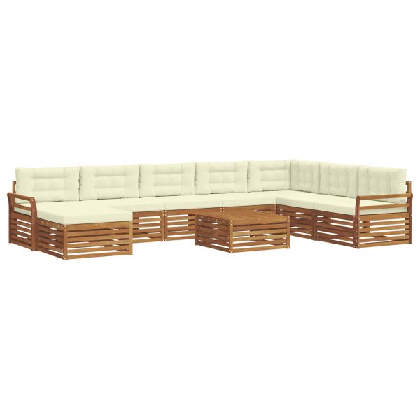 Комплекти дивани 9 pcs Натурален и Крема Солидно акациево дърво