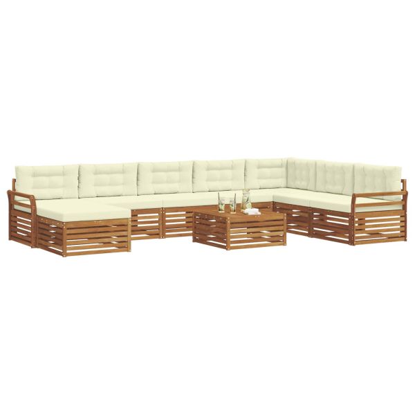 Комплекти дивани 9 pcs Натурален и Крема Солидно акациево дърво