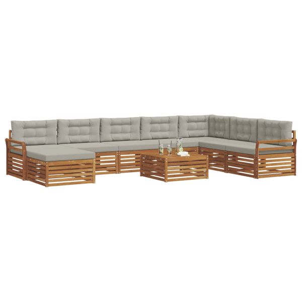 Комплекти дивани с възглавница 9 pcs Естествено и светло сиво