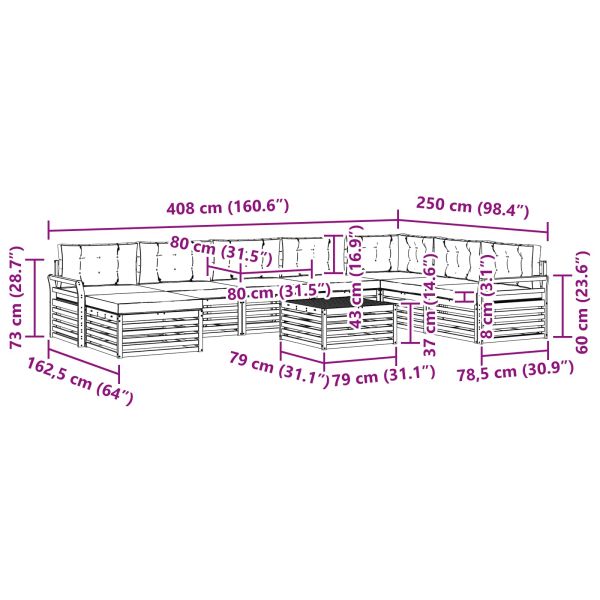 Комплекти дивани с възглавница 9 pcs Естествено и светло сиво