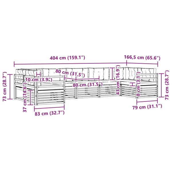 Комплект дивани за открито 7 pcs Натурален и Крема