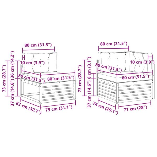 Комплект дивани за открито 7 pcs Натурален и Крема