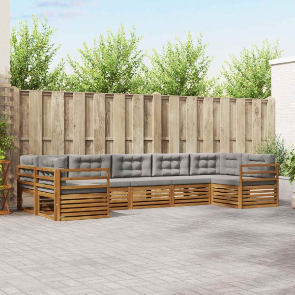 Комплект дивани за открито 7 pcs Естествено и светло сиво