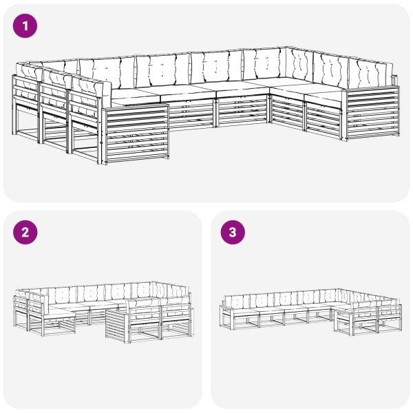 Комплекти дивани 9 pcs Натурален и Крема Солидно акациево дърво