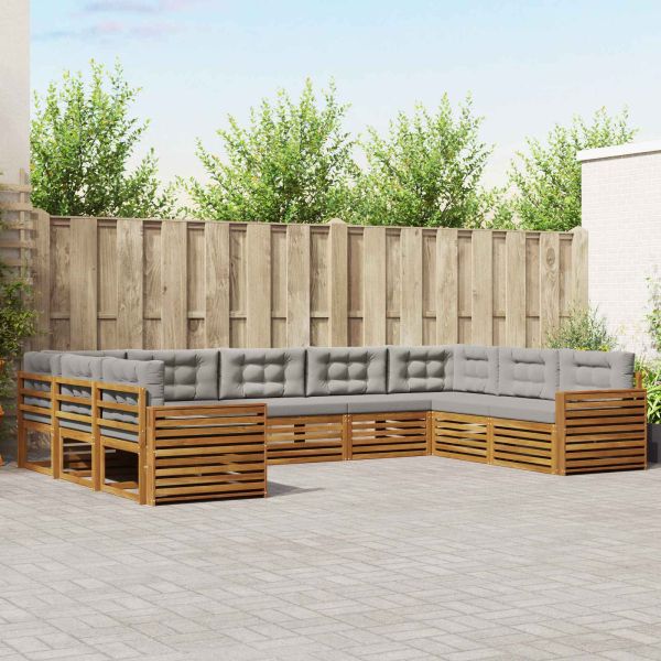 Комплекти дивани с възглавница 9 pcs Естествено и светло сиво