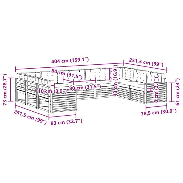 Комплекти дивани с възглавница 9 pcs Естествено и светло сиво