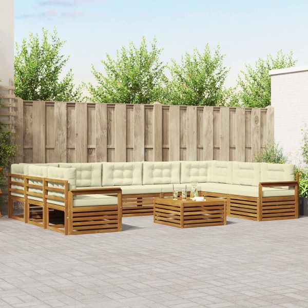 Комплекти дивани с възглавница 10 pcs Натурален и Крема