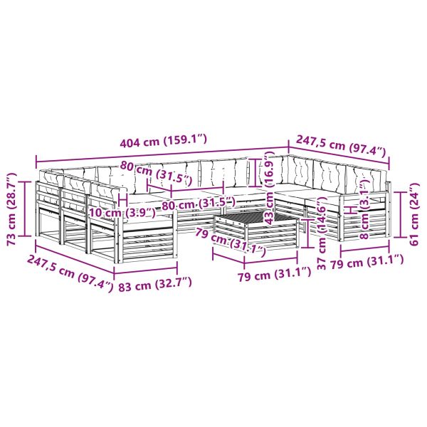 Комплекти дивани с възглавница 10 pcs Натурален и Бежов