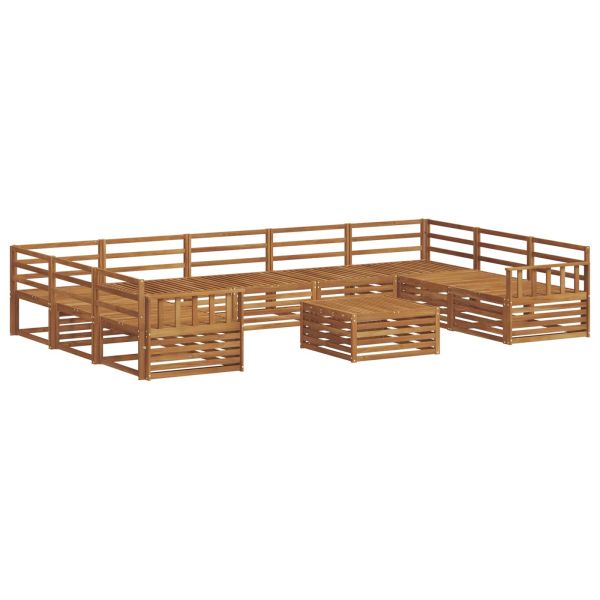 Комплект дивани за открито 10 pcs Естествен