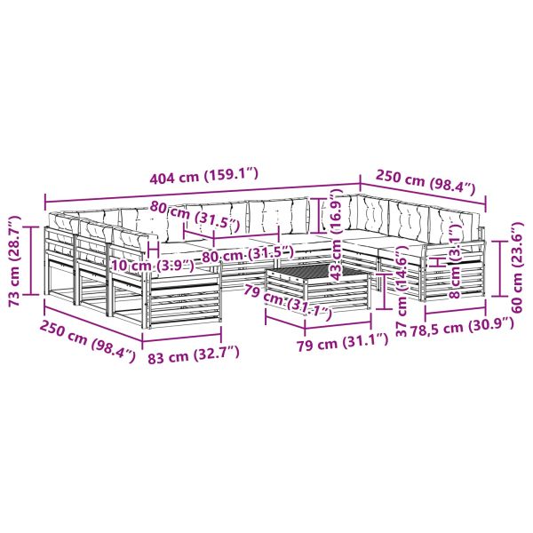 Комплекти дивани с възглавница 10 pcs Естествено и светло сиво