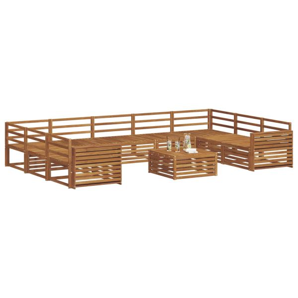 Комплект дивани за открито 10 pcs Естествен