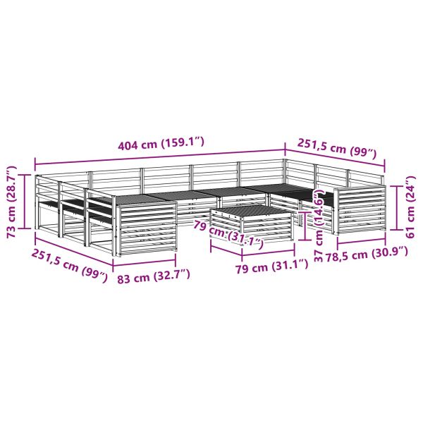 Комплект дивани за открито 10 pcs Естествен