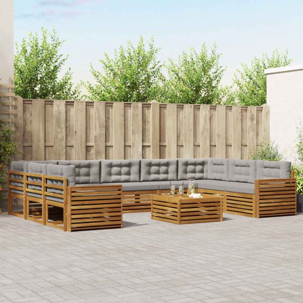 Комплекти дивани с възглавница 10 pcs Естествено и светло сиво