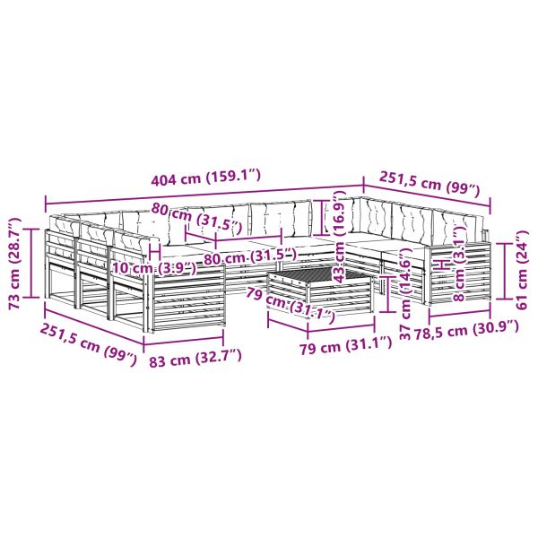Комплекти дивани с възглавница 10 pcs Натурален и Бежов