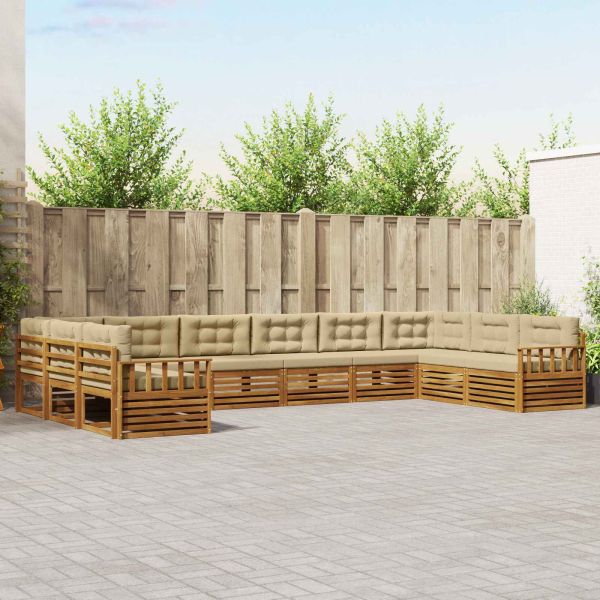 Комплекти дивани с възглавница 10 pcs Натурален и Бежов