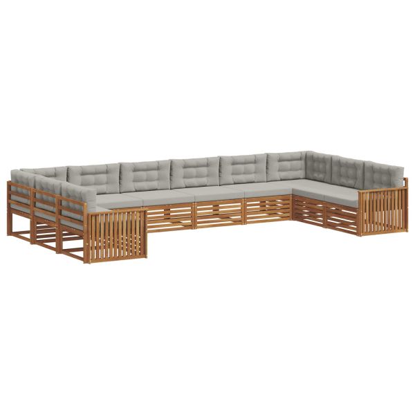 Комплекти дивани с възглавница 10 pcs Естествено и светло сиво