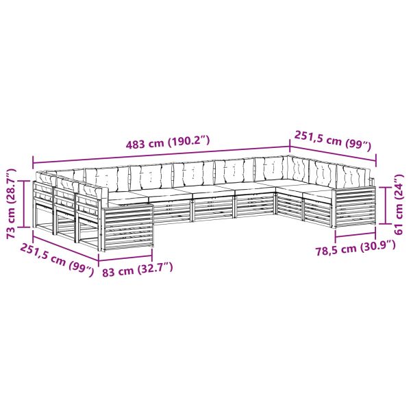 Комплекти дивани с възглавница 10 pcs Естествено и светло сиво