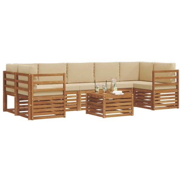 Комплект дивани за открито 8 pcs Натурален и Бежов