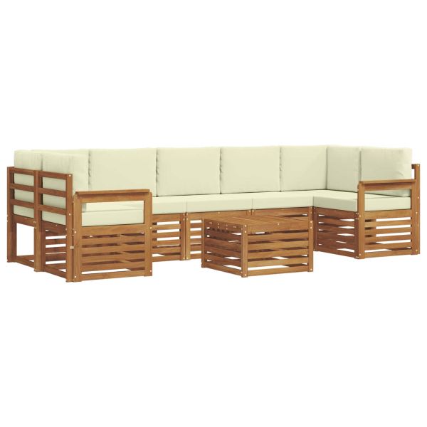 Комплект дивани за открито 8 pcs Натурален и Крема
